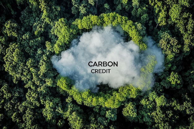 Photo carbon credit icons is on a cloud carbon credit concept tradable certificate to drive industry and company in the direction of low emissions in efficiency cost