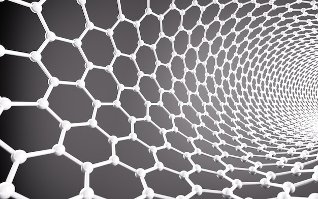 Photo carbon nanotubes nanotechnology 3d rendering