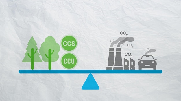 Carbon neutrality concept Carbon dioxide reduction CO2 gas emissions balance with carbon absorbed