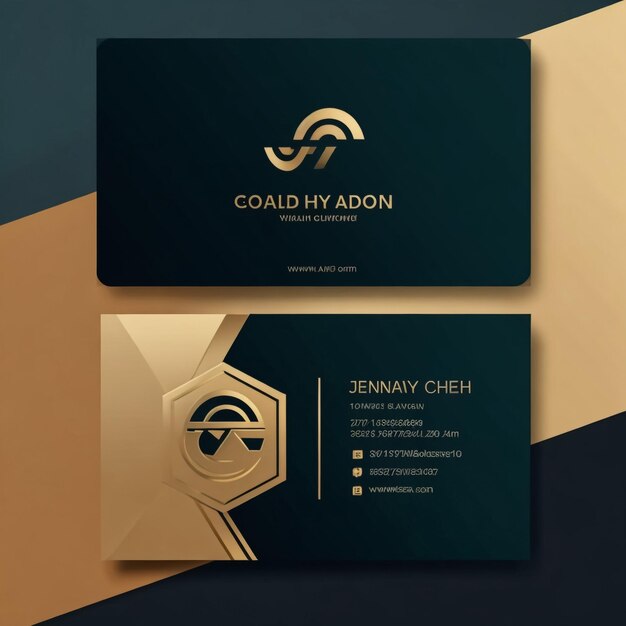 card business template with gold concept modern geometric card black