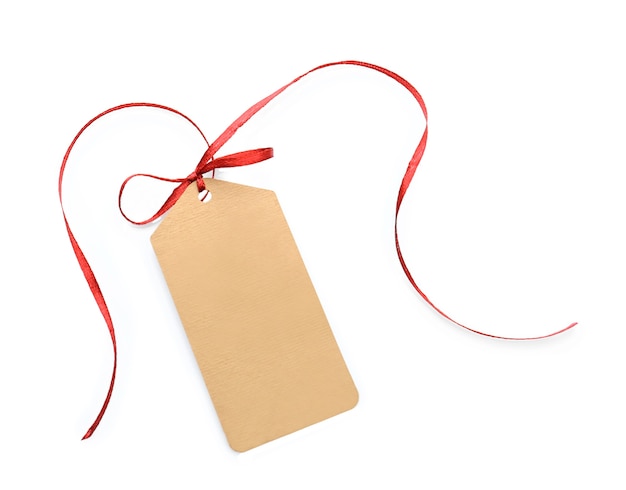 Card note with red ribbon