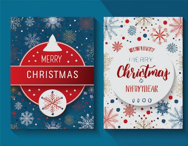 Photo card set of merry christmas and happy new year