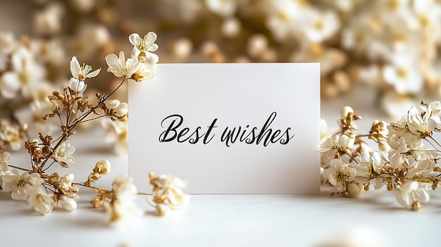 a card that says best wishes with a white card on it