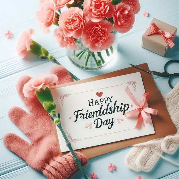 Photo a card that says friendship day is on a table