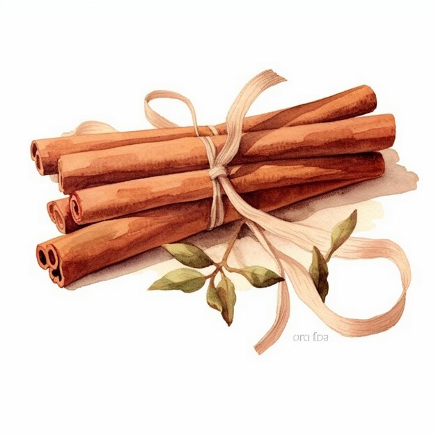 Photo a card with a bunch of cinnamon sticks with a ribbon tied around it