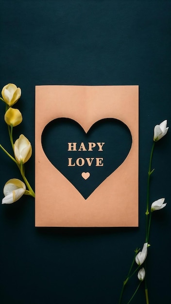 Photo card with cut out heart shape to express love romance or gratitude