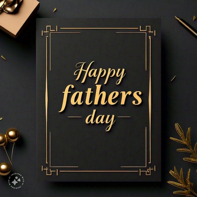 Photo a card with a gold frame that says happy fathers day