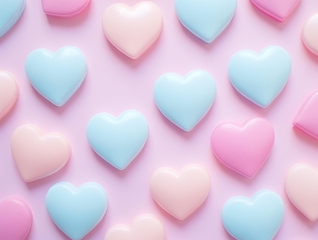 A card with hearts as a symbol of love on Valentines Day in pastel colors