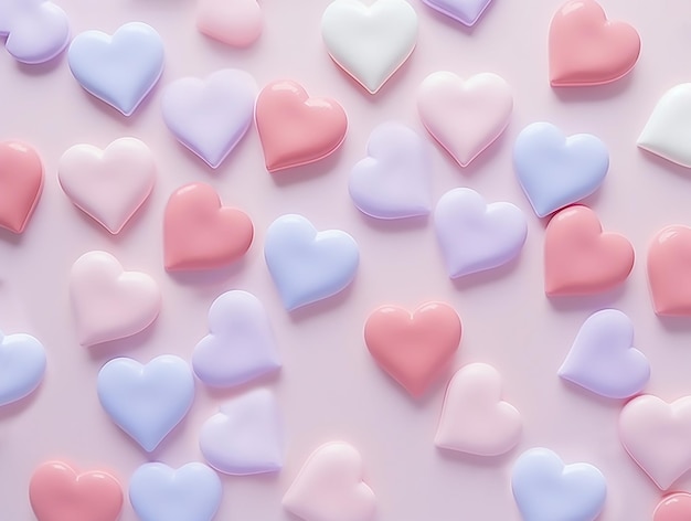 A card with hearts as a symbol of love on Valentines Day in pastel colors