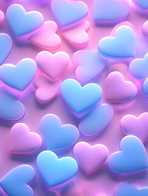 A card with hearts as a symbol of love on Valentines Day in pastel colors