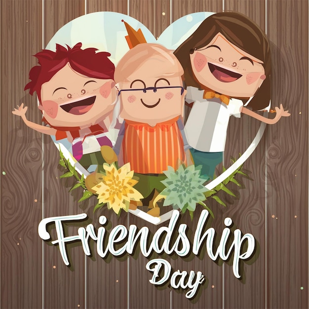 a card with a picture of friends that say friendship day