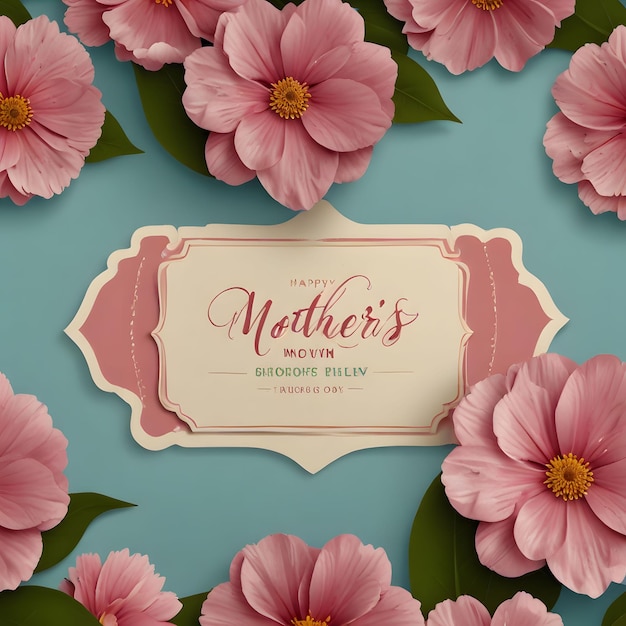 a card with pink flowers and a card that says mothers day