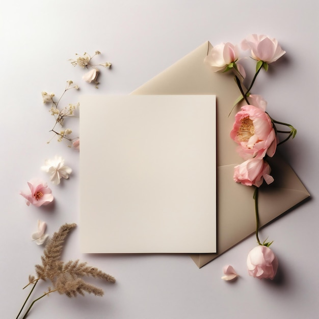 A card with pink flowers and a card with a card on it.