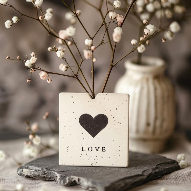 Photo a card with the word love on it with a heart on it