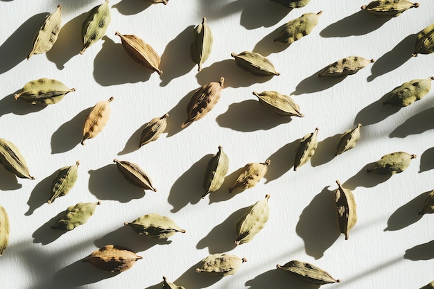 Photo cardamom pods and ground spices on rustic wooden cutting board culinary art featuring aromatic ing