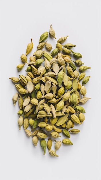 Cardamom pods isolated on white green cardamon seeds clipping path