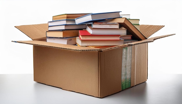 Cardboard Box Filled with Books