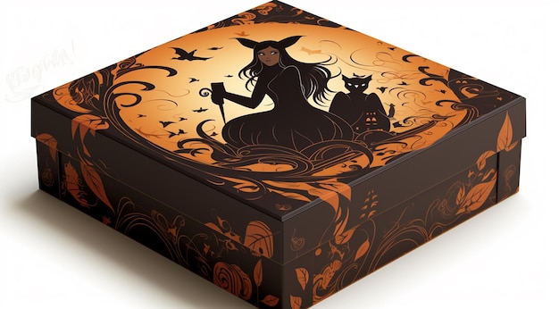 cardboard box with halloween witch generativa IA