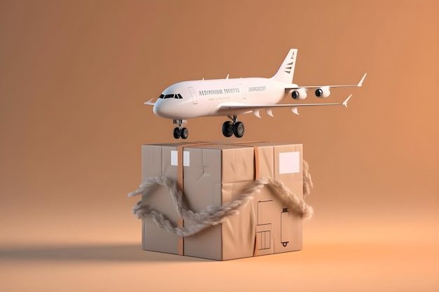 A cardboard box with a plane on it and the words united airlines on it.