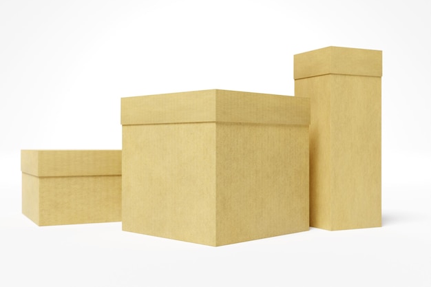 Cardboard boxes on blue background logistics and delivery concept 3D Rendering