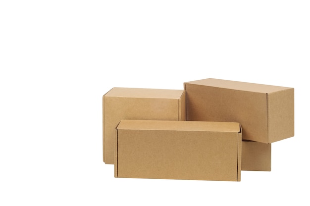 Cardboard boxes for goods on a white space. Different size. Isolated on white space.