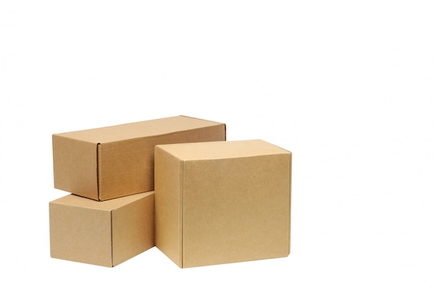 Cardboard boxes for goods on white 