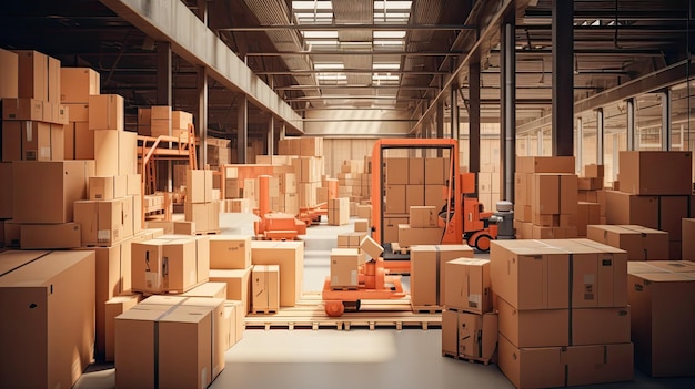 cardboard boxes moving on a production line destined for a warehouse the efficiency and simplicity of the production process and storage in this contemporary style