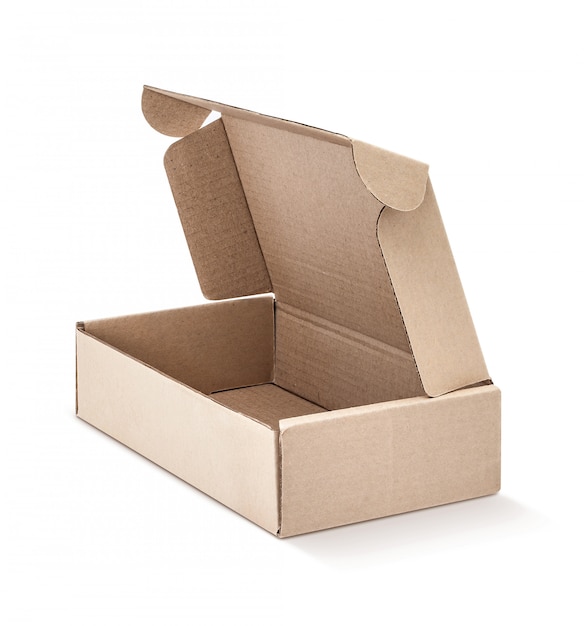 Cardboard kraft box open and isolated 