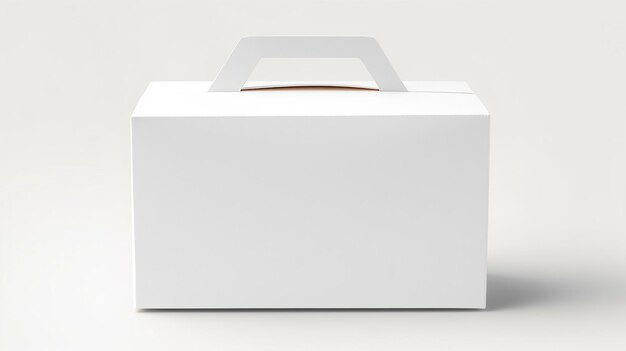 Cardboard takeaway box with a handle and window Mockup