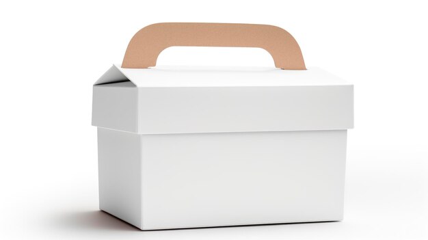 Cardboard takeaway box with a handle and window Mockup