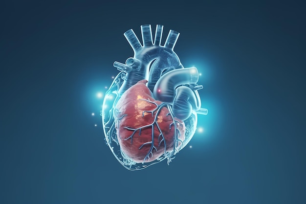 Cardiac technology innovations in medicine and transplantology Cardio training and modern technologies Human heart anatomy 3d illustration Generative Ai