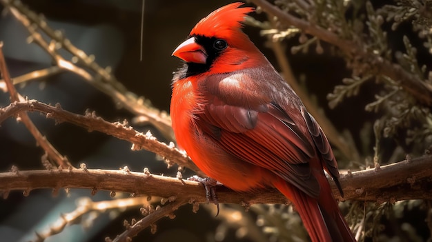 Cardinal bird on a branch Generative AI