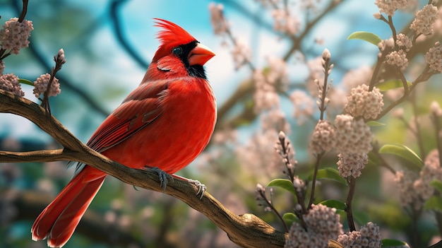 Cardinal bird on a branch Generative AI