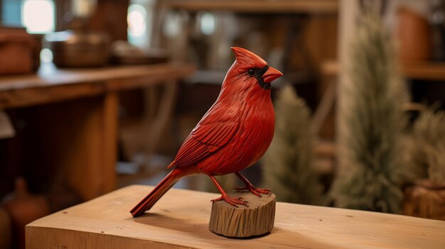 Photo cardinal look bird resin sculpture for natural home decor