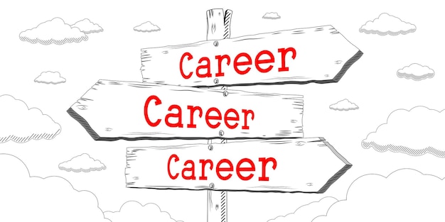 Career outline signpost with three arrows