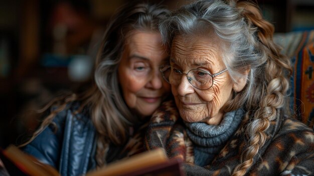 A Caregiver Assisting An Elderly Woman In Creating minimal drawing