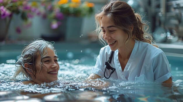 Photo a caregiver assisting with bathing and personal vector drawing