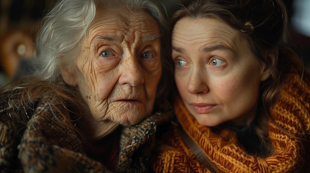 A Caregiver Guiding An Elderly Woman wallpaper