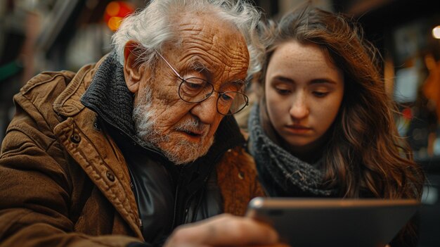 A Caregiver Helping An Elderly Man background