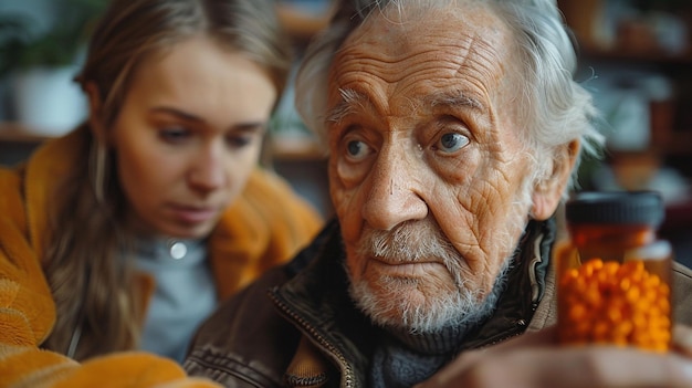 A Caregiver Helping An Elderly Man wallpaper