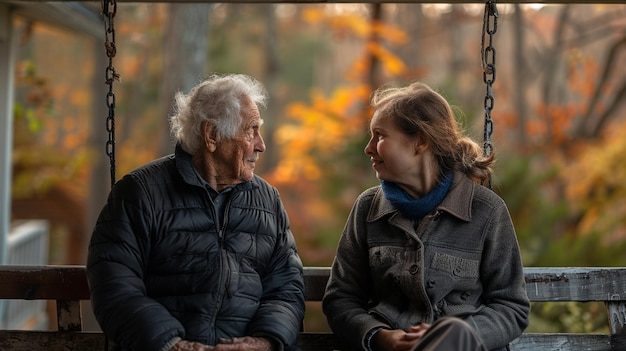 Photo a caregiver and patient enjoying relaxing vector drawing