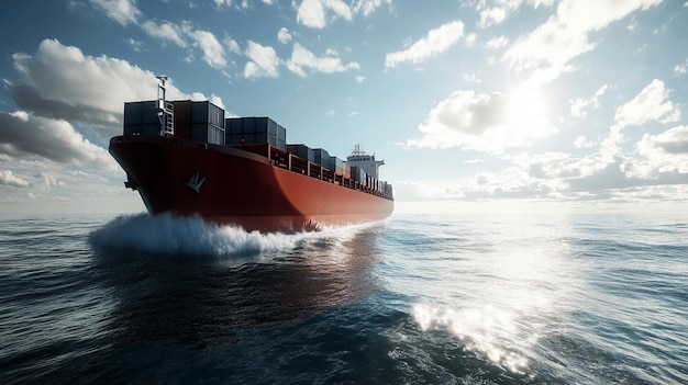 Photo a cargo container ship with some cargo going across the sea