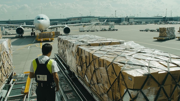 Photo cargo loading at airport terminal