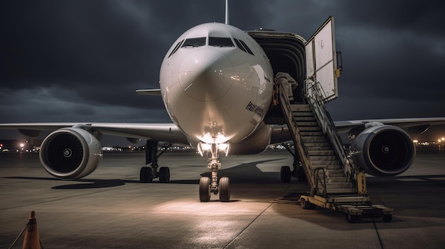 A cargo plane being loaded with goods AI generated