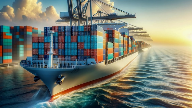 cargo ship Container transportation AI generated image