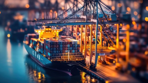 Photo cargo ship at the port