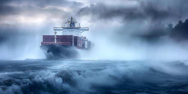 Cargo ship rerouted due to tropical storm emphasizing need for adaptability Concept Adaptability Cargo shipping Tropical storm Rerouted Crisis management