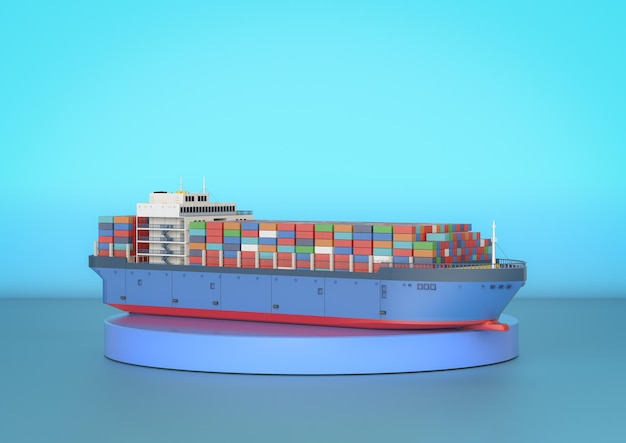 Cargo ship or vessel with containers