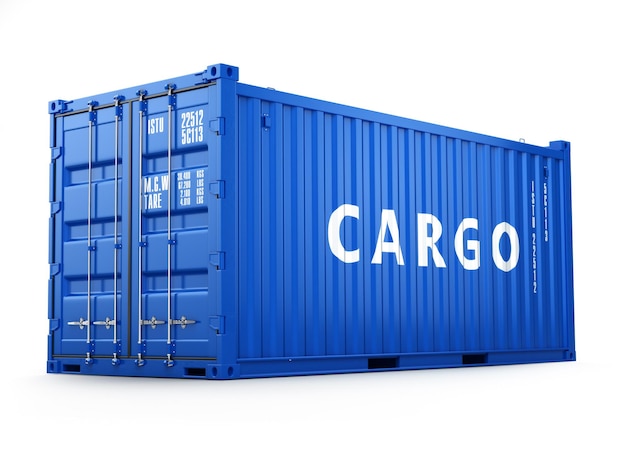 Cargo shipping container isolated on white. Delivery. 3d