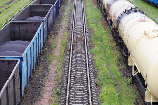 cargo tracks in the railway station